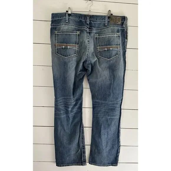 Ariat Durango M4 Jeans Mens 40W 34L Low Rise Boot Cut Distressed Blue 10017511